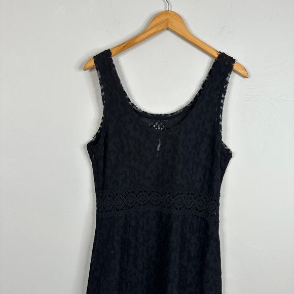 Free People Black Daisy Chain Semo-Sheer Lace Crochet Dress - Picture 5 of 9
